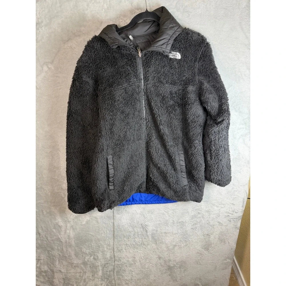 THE NORTH FACE Reversible Jacket Boys XL 18 20 Blue Black Sherpa Puffer